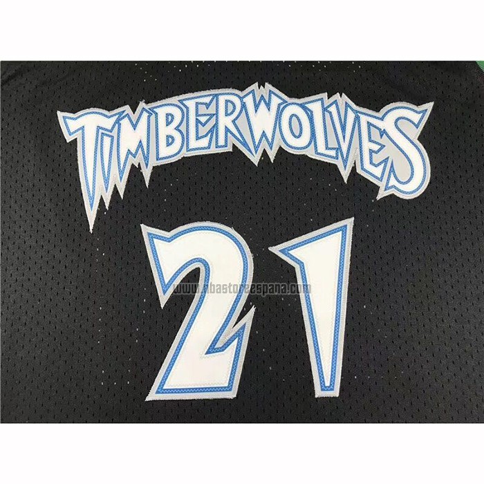 Camiseta Minnesota Timberwolves Kevin Garnett NO 21 Hardwood Classics Throwback Negro